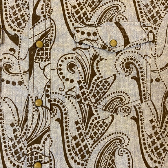 Tommy Bahama Jeans floral paisley w/ 2 button flap pockets sz L blue brown - Picture 11 of 13